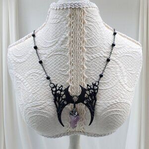 Branch Crescent Necklace – Restyle ✦ Raw Amethyst Crystal ✦ Moon Phases ✦ Rare